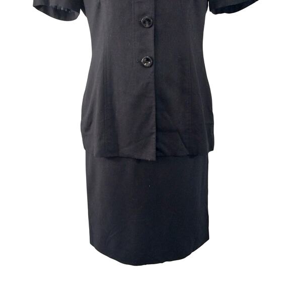 PRESTON & YORK PETITES! LINEN+! BLACK 2 PC SHORT SLEEVED SKIRT SUIT SET! SZ 6P - Picture 4 of 11
